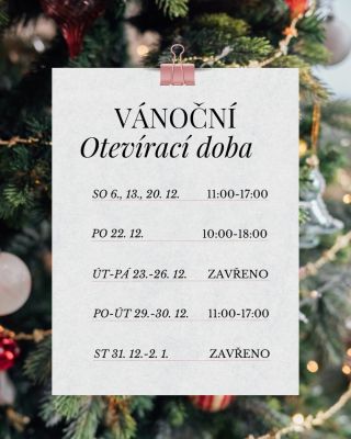 Aby se vám u nás dobře nakupovalo a stíhaly jste vše, co potřebujete, upravili jsme vánoční otevírací dobu. Tento měsíc...